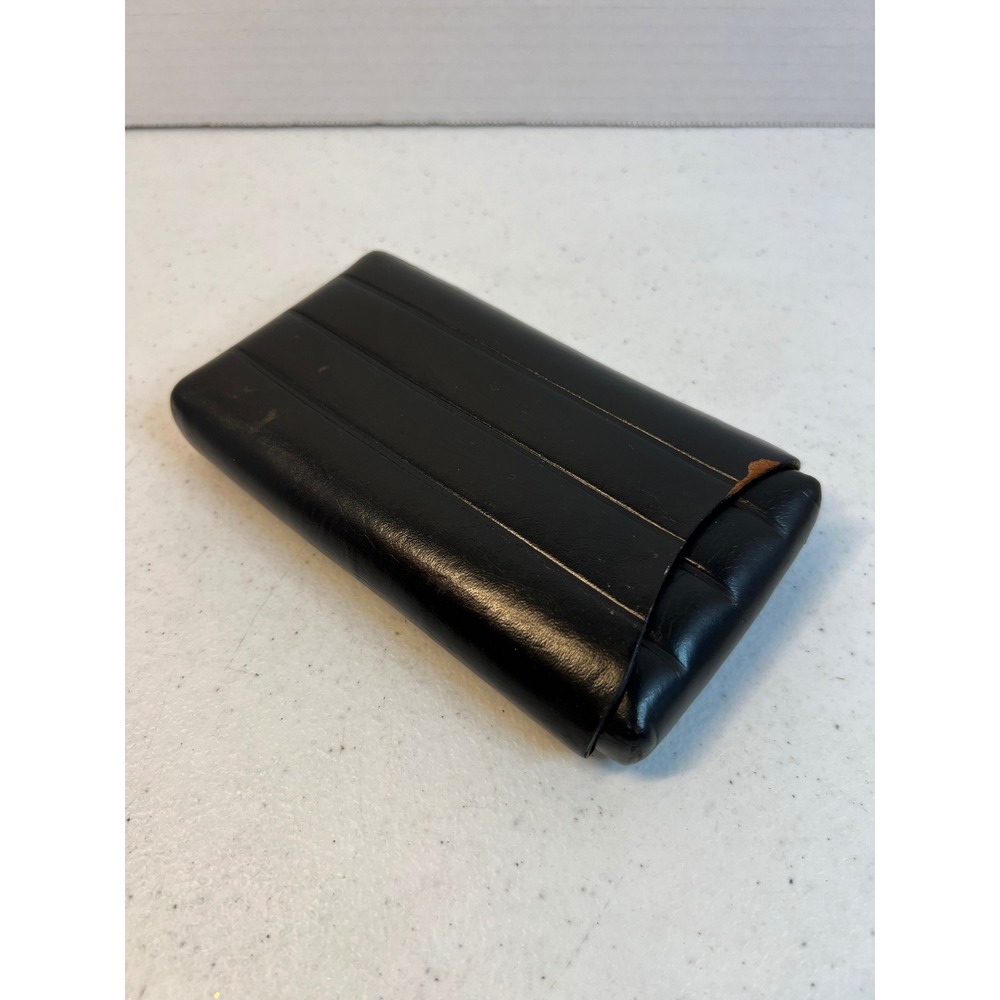Vintage Dopp Black Genuine Leather Cigar Case Telescoping Travel Holder Pocket